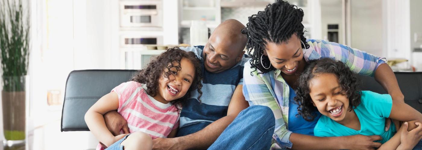 Family in the living room. 