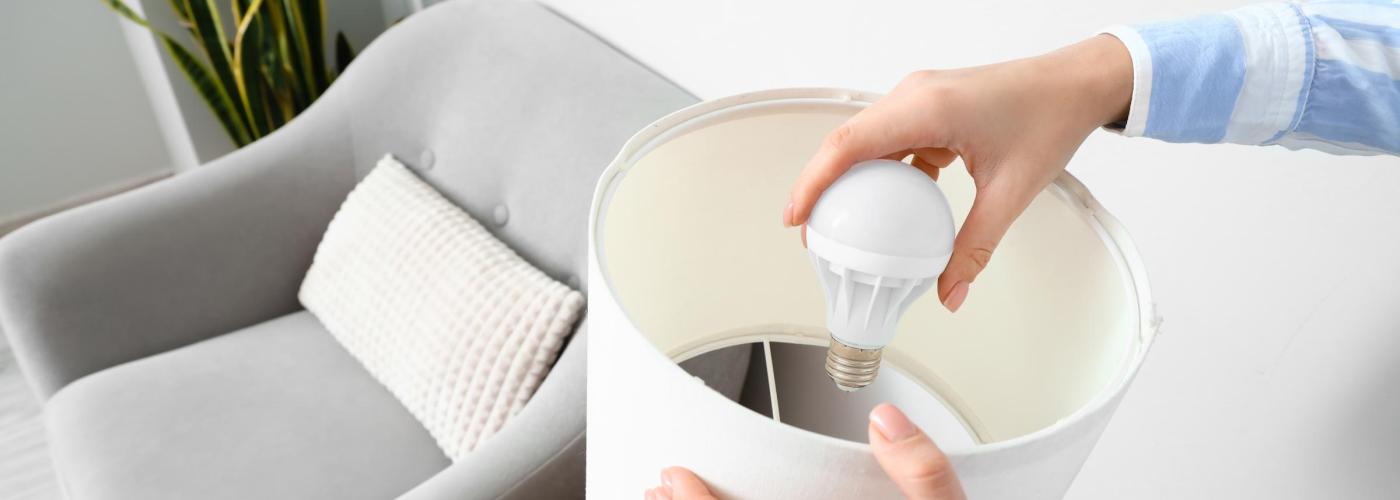 Replacing lightbulb in a lamp with an LED.