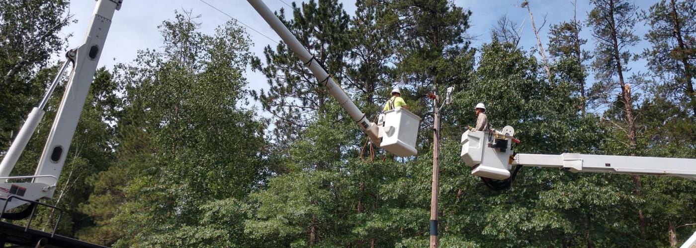 Linemen restoring power.